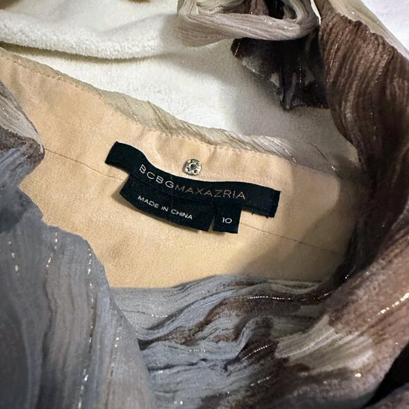 BCBGMAXAZRIA Pleated Metallic Halter Gown – Size 10 - Picture 6 of 8